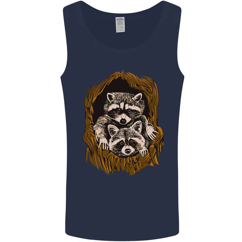 Raccoons in a Tree Mens Vest Tank Top Navy Blue