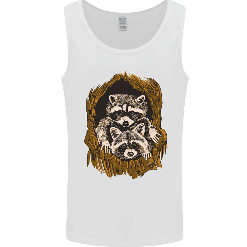 Raccoons in a Tree Mens Vest Tank Top White
