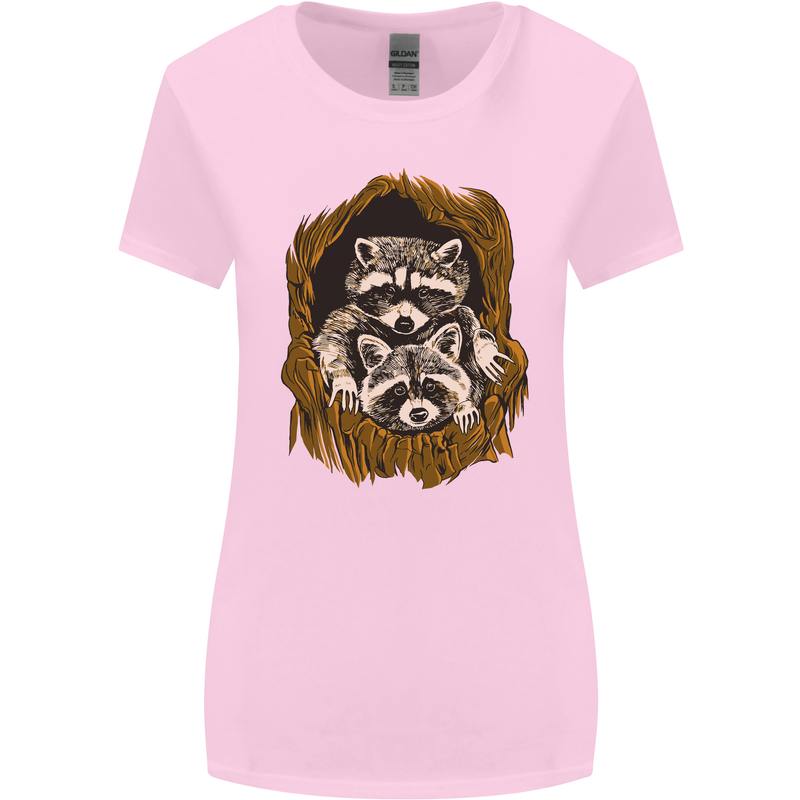 Raccoons in a Tree Womens Wider Cut T-Shirt Light Pink