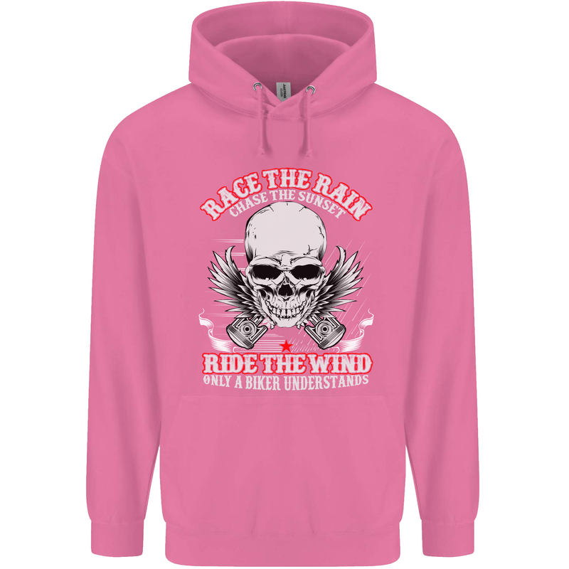 Race the Rain Biker Childrens Kids Hoodie Azalea