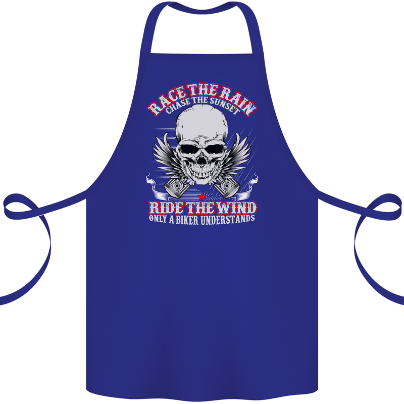Race the Rain Biker Cotton Apron 100% Organic Royal Blue