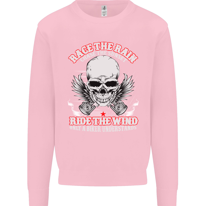 Race the Rain Biker Kids Sweatshirt Jumper Light Pink