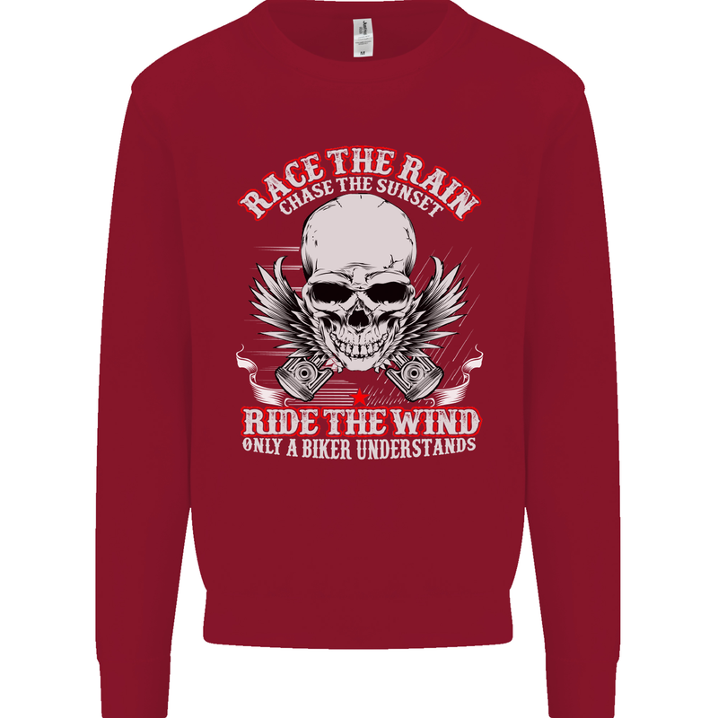 Race the Rain Biker Kids Sweatshirt Jumper Red
