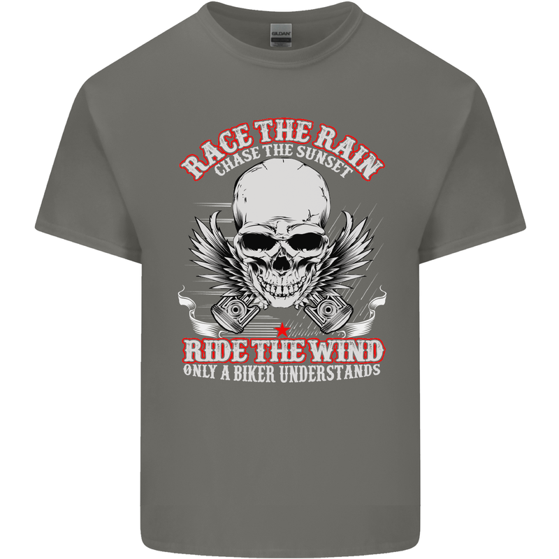 Race the Rain Biker Kids T-Shirt Childrens Charcoal