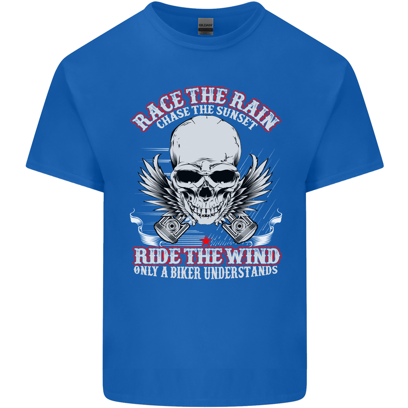 Race the Rain Biker Kids T-Shirt Childrens Royal Blue