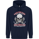 Race the Rain Biker Mens 80% Cotton Hoodie Navy Blue