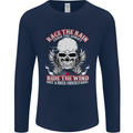 Race the Rain Biker Mens Long Sleeve T-Shirt Navy Blue