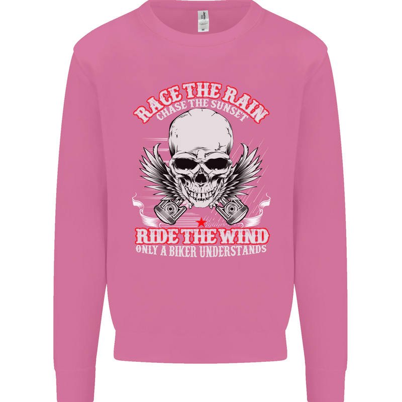 Race the Rain Biker Mens Sweatshirt Jumper Azalea