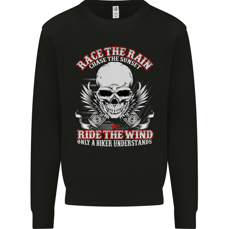 Race the Rain Biker Mens Sweatshirt Jumper Black