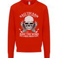 Race the Rain Biker Mens Sweatshirt Jumper Bright Red