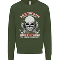 Race the Rain Biker Mens Sweatshirt Jumper Forest Green