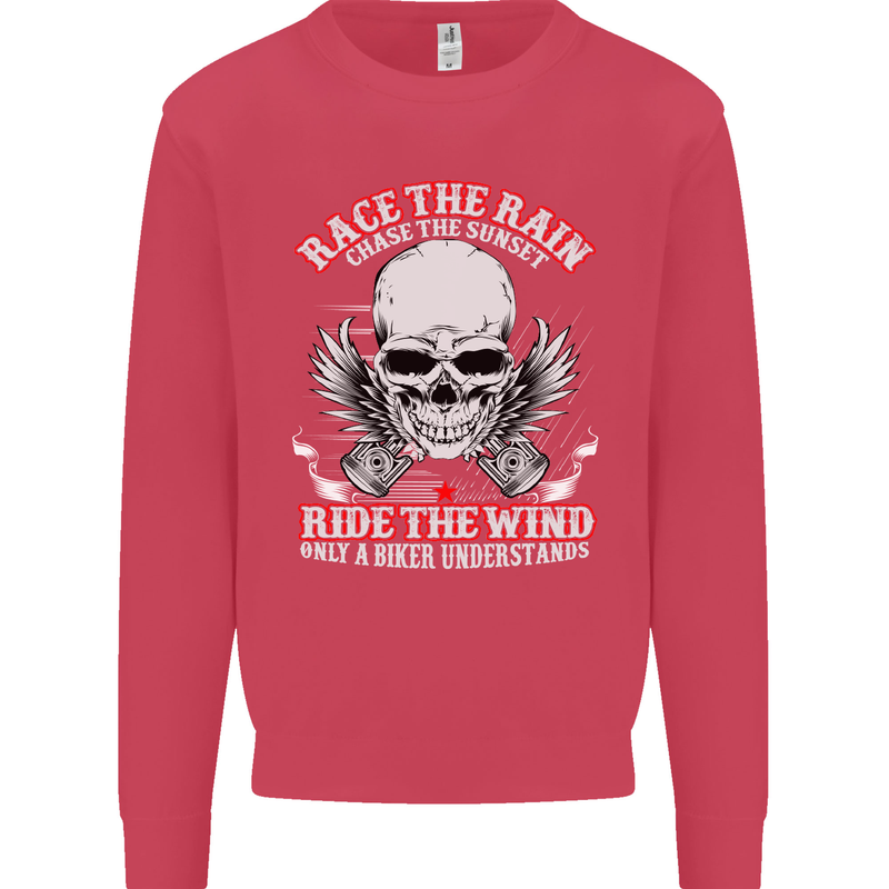 Race the Rain Biker Mens Sweatshirt Jumper Heliconia