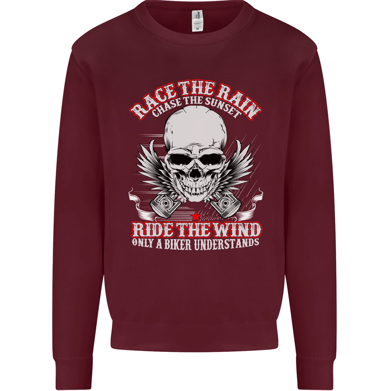 Race the Rain Biker Mens Sweatshirt Jumper Maroon