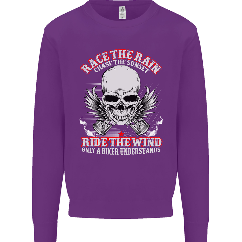 Race the Rain Biker Mens Sweatshirt Jumper Purple