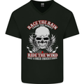 Race the Rain Biker Mens V-Neck Cotton T-Shirt Black