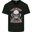 Race the Rain Biker Mens V-Neck Cotton T-Shirt Black