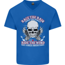 Race the Rain Biker Mens V-Neck Cotton T-Shirt Royal Blue