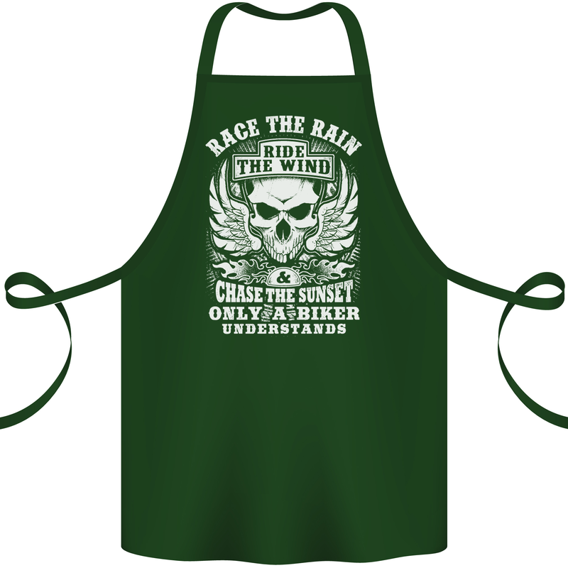 Race the Wind Biker Motorcycle Motorbike Cotton Apron 100% Organic Forest Green