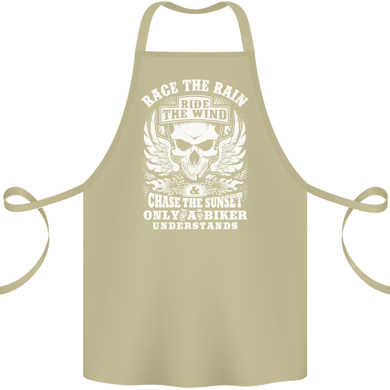 Race the Wind Biker Motorcycle Motorbike Cotton Apron 100% Organic Khaki