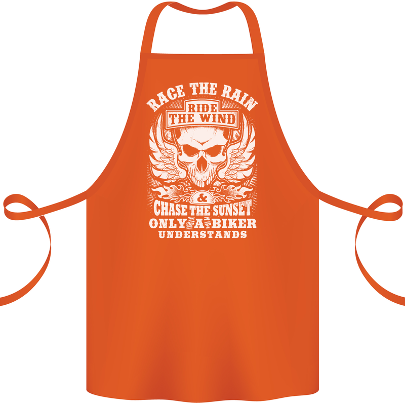 Race the Wind Biker Motorcycle Motorbike Cotton Apron 100% Organic Orange