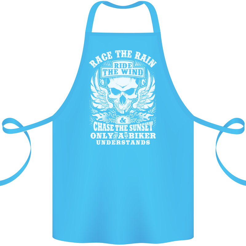 Race the Wind Biker Motorcycle Motorbike Cotton Apron 100% Organic Turquoise