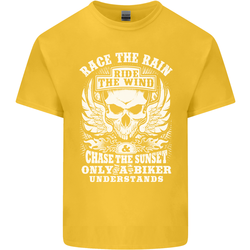 Race the Wind Biker Motorcycle Motorbike Kids T-Shirt Childrens Yellow