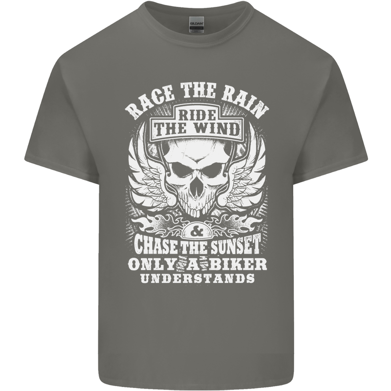 Race the Wind Biker Motorcycle Motorbike Mens Cotton T-Shirt Tee Top Charcoal