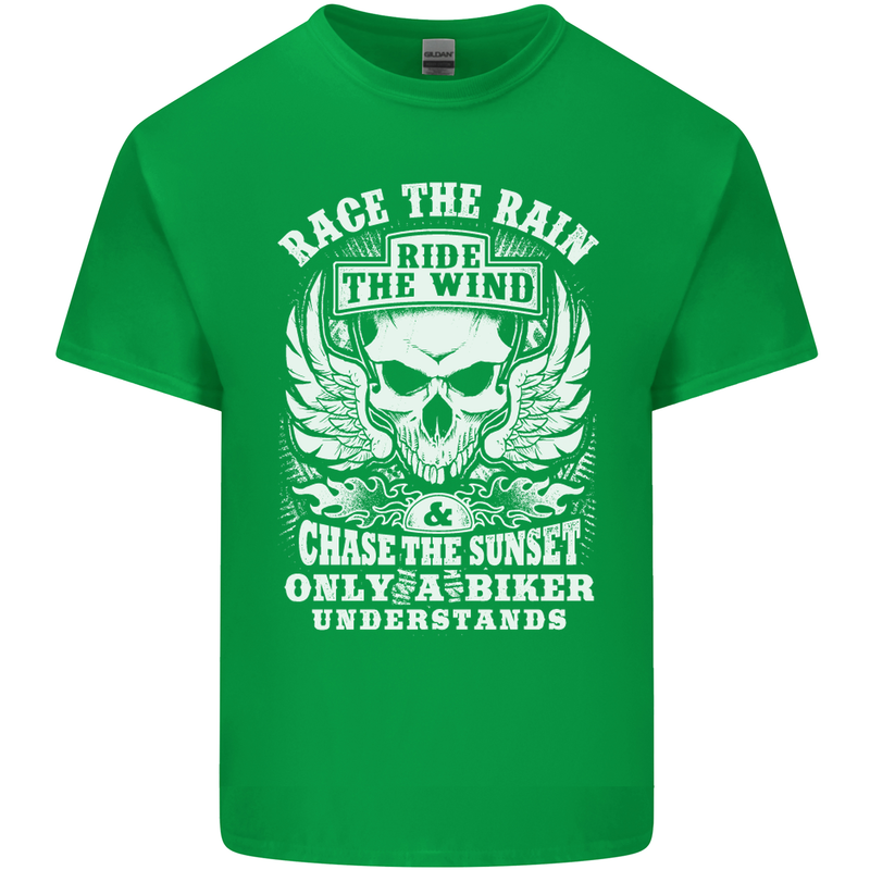 Race the Wind Biker Motorcycle Motorbike Mens Cotton T-Shirt Tee Top Irish Green