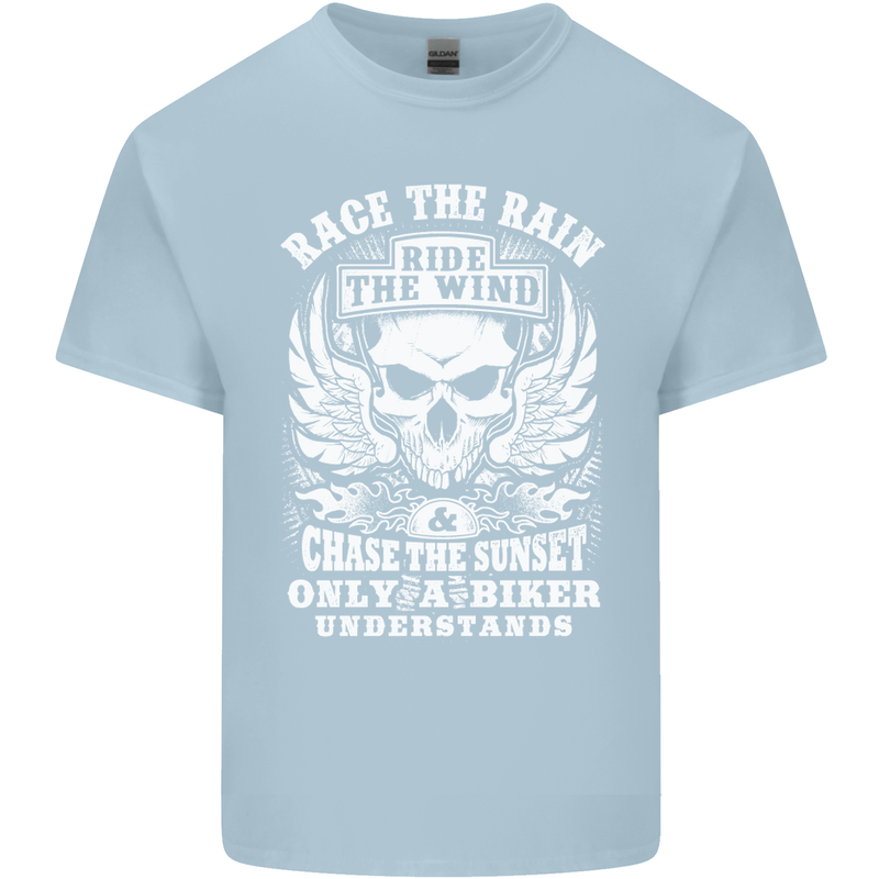 Race the Wind Biker Motorcycle Motorbike Mens Cotton T-Shirt Tee Top Light Blue