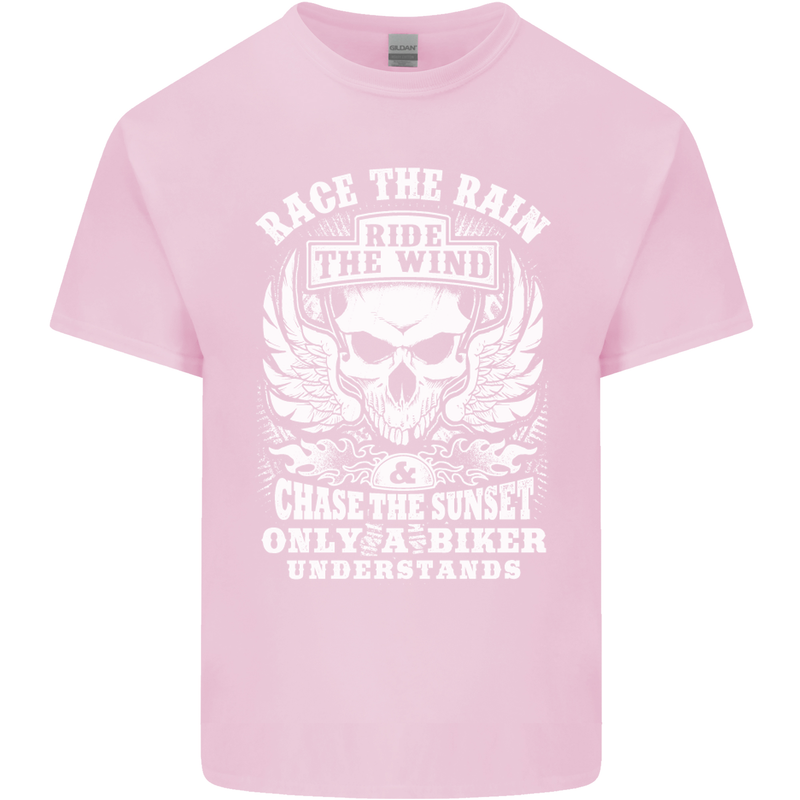 Race the Wind Biker Motorcycle Motorbike Mens Cotton T-Shirt Tee Top Light Pink