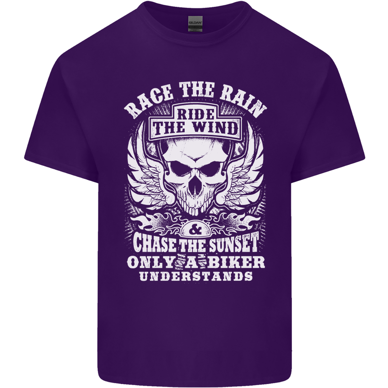 Race the Wind Biker Motorcycle Motorbike Mens Cotton T-Shirt Tee Top Purple