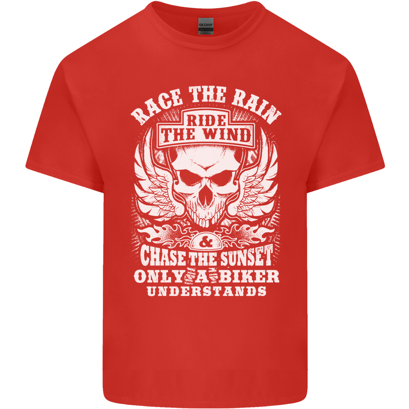 Race the Wind Biker Motorcycle Motorbike Mens Cotton T-Shirt Tee Top Red