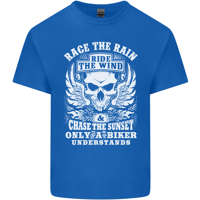 Race the Wind Biker Motorcycle Motorbike Mens Cotton T-Shirt Tee Top Royal Blue
