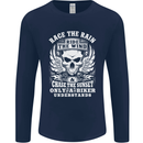 Race the Wind Biker Motorcycle Motorbike Mens Long Sleeve T-Shirt Navy Blue