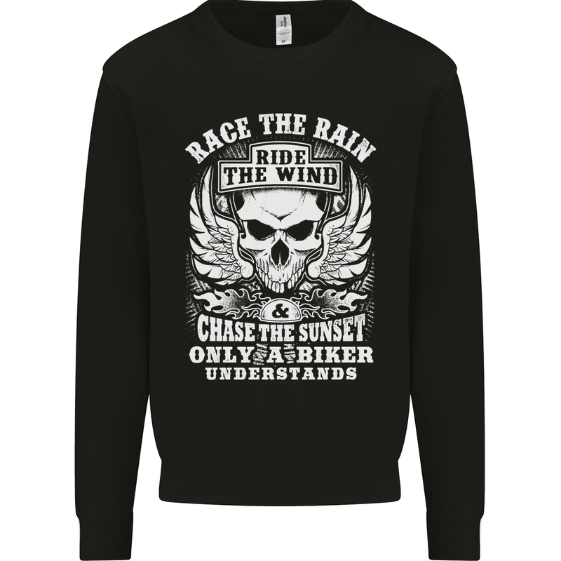 Race the Wind Biker Motorcycle Motorbike Mens Sweatshirt Jumper Black