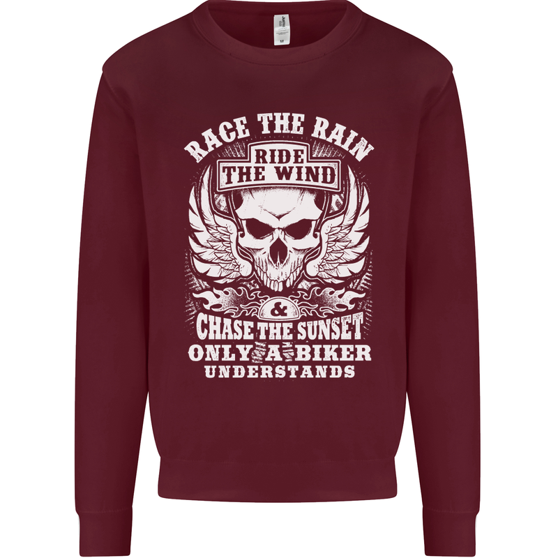 Race the Wind Biker Motorcycle Motorbike Mens Sweatshirt Jumper Maroon