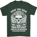 Race the Wind Biker Motorcycle Motorbike Mens T-Shirt Cotton Gildan Forest Green