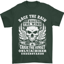 Race the Wind Biker Motorcycle Motorbike Mens T-Shirt Cotton Gildan Forest Green