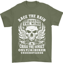 Race the Wind Biker Motorcycle Motorbike Mens T-Shirt Cotton Gildan Military Green