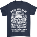 Race the Wind Biker Motorcycle Motorbike Mens T-Shirt Cotton Gildan Navy Blue