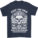 Race the Wind Biker Motorcycle Motorbike Mens T-Shirt Cotton Gildan Navy Blue