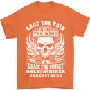 Race the Wind Biker Motorcycle Motorbike Mens T-Shirt Cotton Gildan Orange