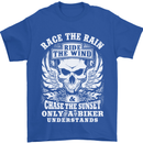 Race the Wind Biker Motorcycle Motorbike Mens T-Shirt Cotton Gildan Royal Blue