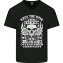 Race the Wind Biker Motorcycle Motorbike Mens V-Neck Cotton T-Shirt Black