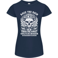 Race the Wind Biker Motorcycle Motorbike Womens Petite Cut T-Shirt Navy Blue