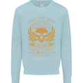 Race the Wind Motorbike Motorcycle Biker Kids Sweatshirt Jumper Light Blue