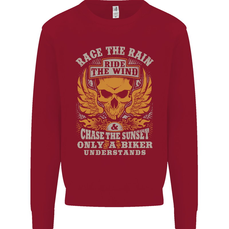 Race the Wind Motorbike Motorcycle Biker Kids Sweatshirt Jumper Red