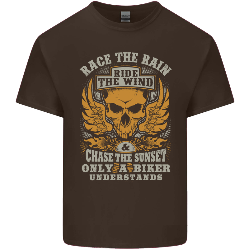 Race the Wind Motorbike Motorcycle Biker Kids T-Shirt Childrens Chocolate