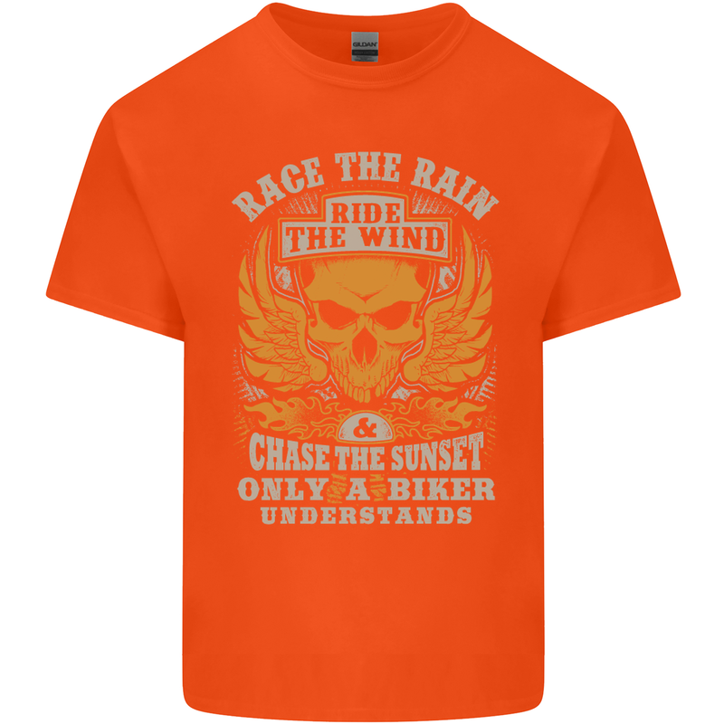 Race the Wind Motorbike Motorcycle Biker Kids T-Shirt Childrens Orange