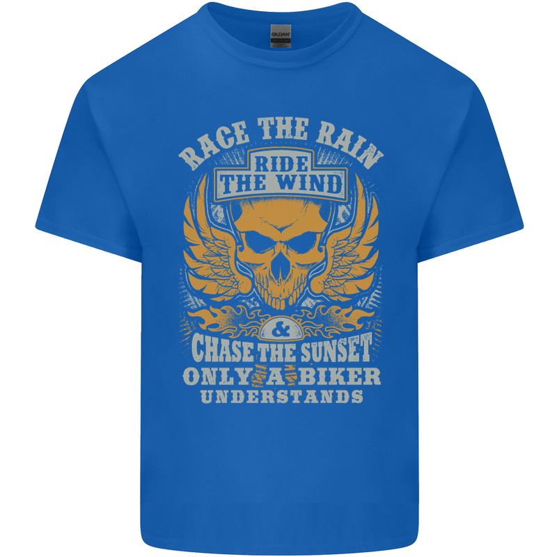 Race the Wind Motorbike Motorcycle Biker Kids T-Shirt Childrens Royal Blue